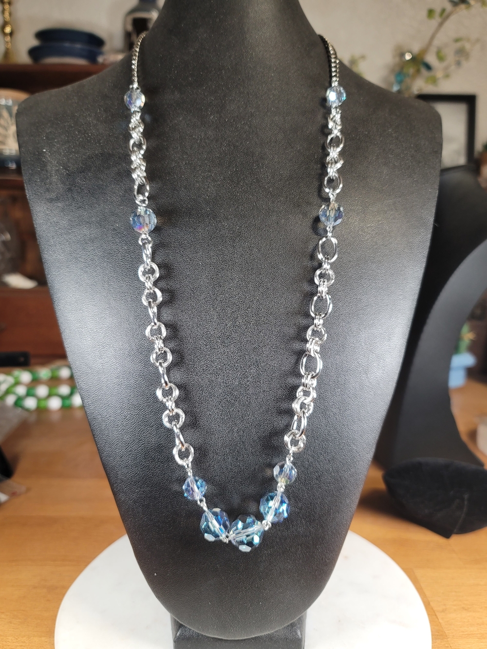 paparazzi Silver-Tone Necklace with Blue Crystal Beads